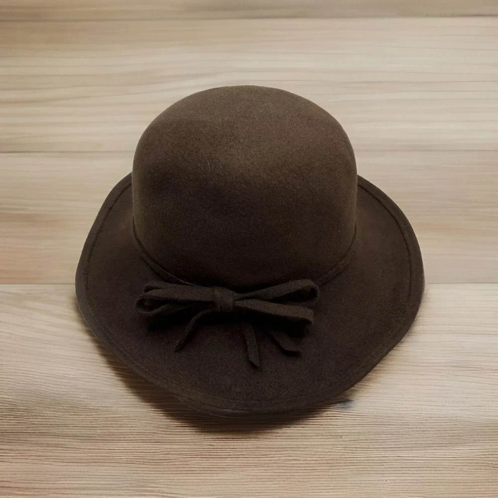 Vintage‎ 80s Hat Jeanne Marie Women's Wool Felt Brown Church Derby Kathy Retro